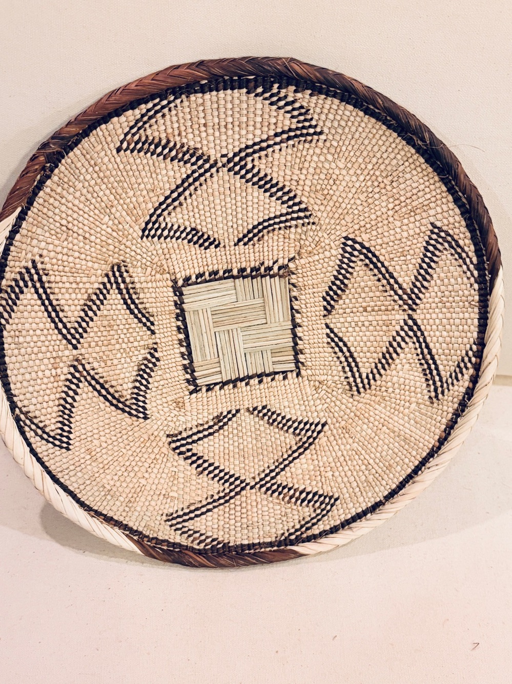 NEW Unique African Woven Basket. Tonga people of Zambia 13” one of a kind!